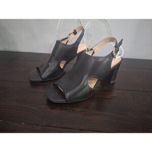 Liz Claiborne Womens Black Goldwin Heeled Sandals/Pre-owned, Sz. 8M EUC